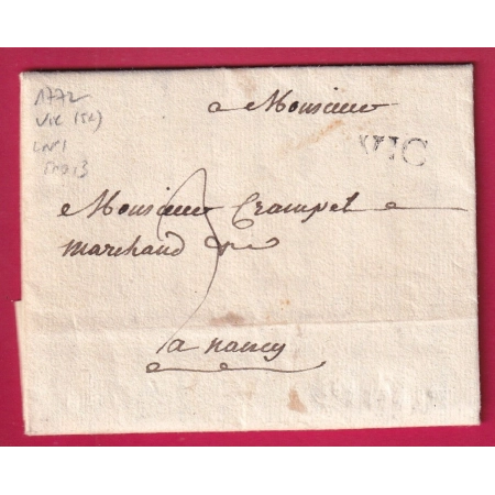MARQUE VIC MEURTHE ET MOSELLE LENAIN N°1 1772 INDICE 13 POUR NANCY LETTRE