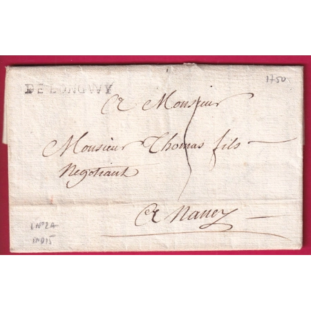 MARQUE DE LONGWY 1750 LENAIN N°2A POUR NANCY MEURTHE ET MOSELLE INDICE 15  LETTRE
