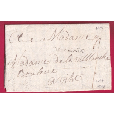 MARQUE ST MALO ILLE ET VILAINE 1729 LENAIN N°7 POUR VITRE INDICE 20 LETTRE