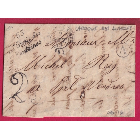 CURSIVE 65 ST GENIS DES FONTAINES PYRENEES ORIENTALES T15 ARGELES SUR MER BOITE RURALE A LAROQUE DES ALBERES IND 16