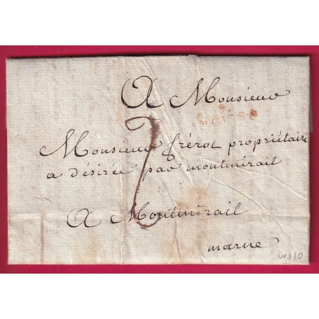 MARQUE 9 ARCIS SUR AUBE EN ROUGE INDICE 10 POUR MONTMIRAIL MARNE LETTRE