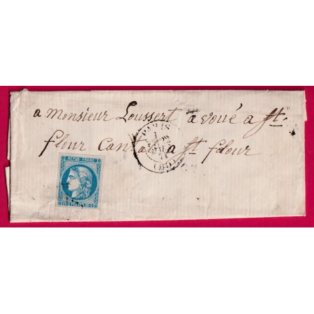COMMUNE DE PARIS N°46B ETOILE MUETTE PARIS BUREAU CENTRAL DU 22 MARS 1870 POUR ST FLOUR CANTAL LETTRE
