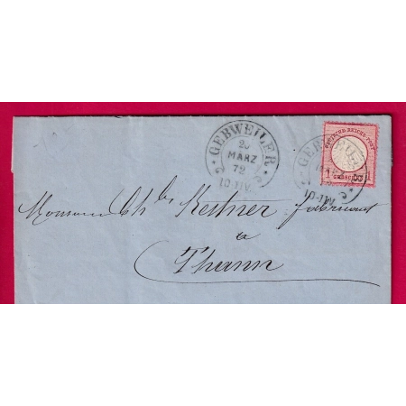 ALSACE LORRAINE FER A CHEVAL GUEBWILLER HAUT RHIN 1872 TEXTE SENGERN POUR THANN ETIQUETTE PUB AU DOS LETTRE