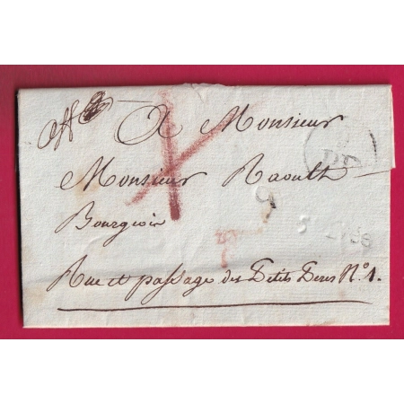 PARIS PETITE POSTE BOITIER JPD DANS UN CERCLE BOITIER J ROUGE 5E LEVEE A SEC 1788 POUR PARIS LETTRE