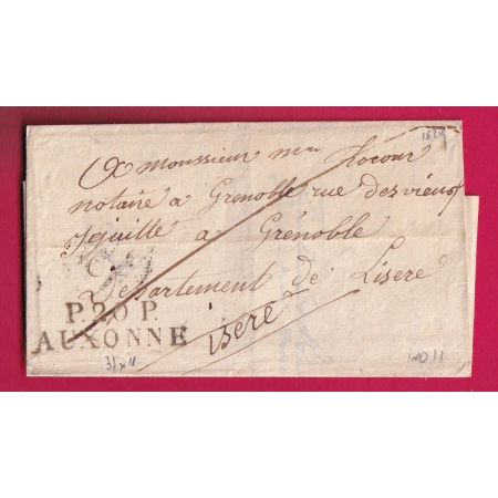 MARQUE P20P AUXONNE COTE D'OR 37X11 1829 INDICE 11 POUR GRENOBLE ISERE LETTRE