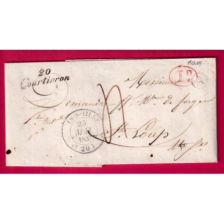 CURSIVE 20 COURTIVRON COTE DOR T14 IS SUR TILLE 1846 BOITE RURALE A MOLOY DECIME RURAL POUR ST LOUP HAUTE SAONE LETTRE