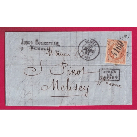 N°16 TB GC 4169 VESOUL HAUTE MARNE POUR MELISEY LETTRE
