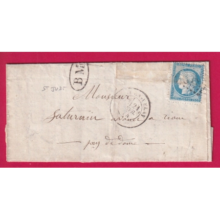 N°60 GC 3043 LE PUY EN VELAY HAUTE LOIRE BM ST JUST POUR RIOM PUY DE DOME AU DOS BUREAU PASSE MOULINS ALLIER LETTRE