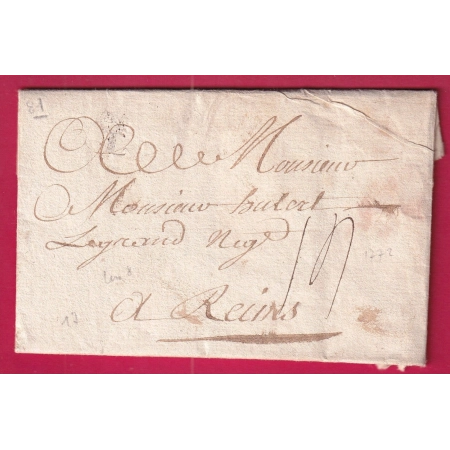 MARQUE L COURONNE LIMOGES 1772 LENAIN N°8 INDICE 17 HAUTE VIENNE POUR REIMS MARNE LETTRE