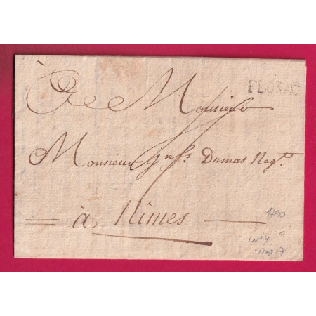 MARQUE FLORAC LOZERE 1790 LENAIN N°4 INDICE 17 POUR NIMES GARD LETTRE