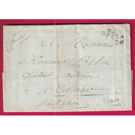 MARQUE P66P DELLE HAUT RHIN POUR MULHOUSE 1813 INDICE 17 LETTRE