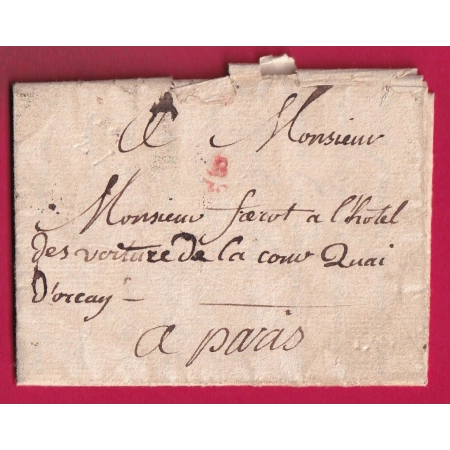 PETITE POSTE DE PARIS PETIT B20 1771 POUR PARIS B6 AU DOS LETTRE