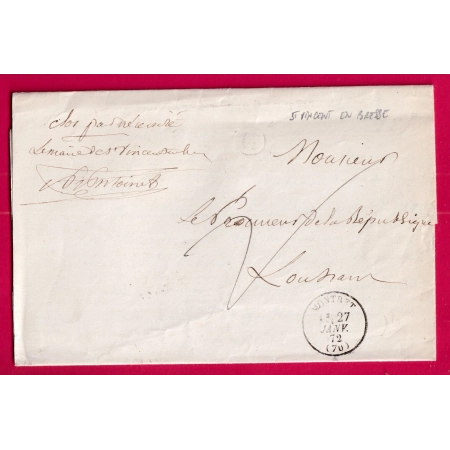 CAD TYPE 16 MONTRET SAONE ET LOIRE BOITE RURALE G ST VINCENT EN BRESSE POUR LOUHANS LETTRE