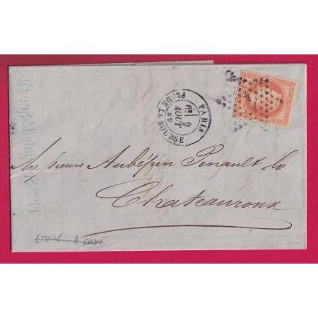N°31 PARIS ETOILE 1 PL DE LA BOURSE POUR CHATEAUROUX INDRE LETTRE