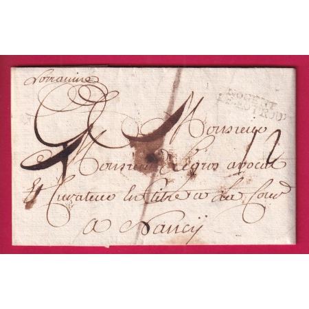 MARQUE MANUSCRIT DE NOGENT LE ROTROU EURE ET LOIR LENAIN N°4 1762 INDICE 12 POUR NANCY MEURTHE ET MOSELLE LETTRE