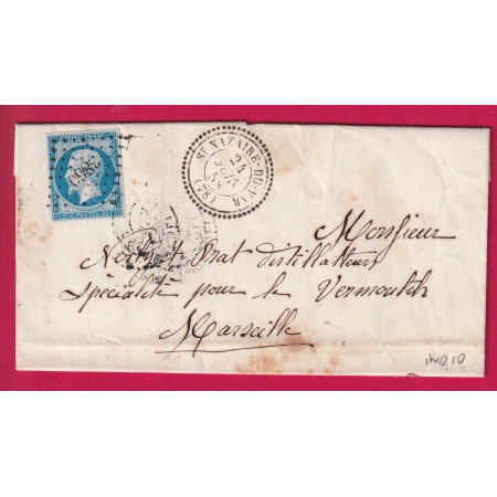 N°14 PC 3860 ST NAZAIRE DU VAR CAD TYPE 22 POUR MARSEILLE LETTRE