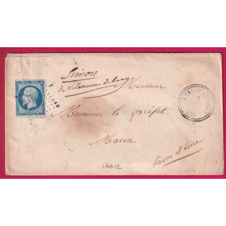 N°14 PC 3325 LE TEIL D'ARDECHE CAD TYPE 22 POUR MACON MENTION DE VILLENEUVE DE BERG POUR MACON SAONE ET LOIRE LETTRE