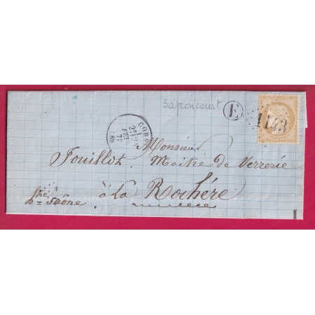 N°59 GC 1143 CORRE HAUTE SAONE BOITE RURALE E SAPONCOURT POUR LA ROCHERE LETTRE