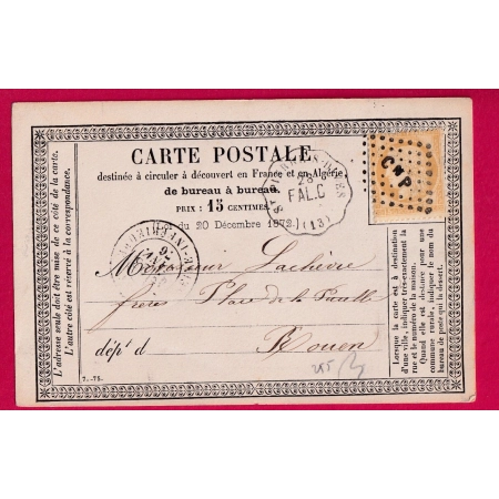 N°55 CONVOYEUR STATION ST PIERRE SUR DIVES POUR ROUEN SEINE INFERIEURE CARTE PRECURSEUR LETTRE