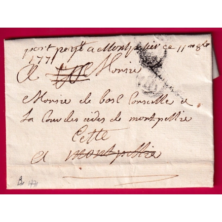 MENTION PORT PAYE A MONTPELLIER HERAULT 1771 DEPART BORDEAUX REEXP A CETTE LETTRE