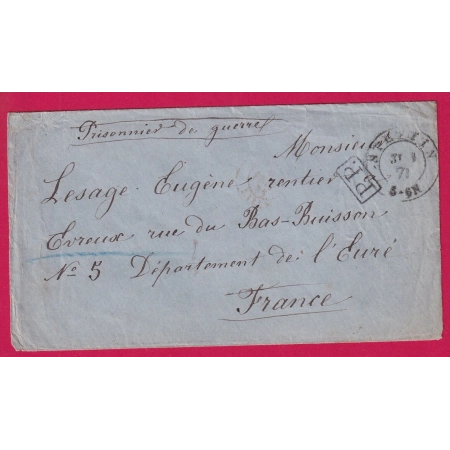 GUERRE 1870 PRISONNIER DE GUERRE STETTIN ALLEMAGNE PRUSSE 31 JANVIER 1871 POUR EVREUX EURE LETTRE