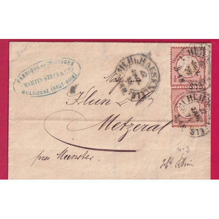 ALSACE LORRAINE MULHOUSE FER A CHEVAL POUR METZERAL PRES MUNSTER HAUT RHIN LETTRE