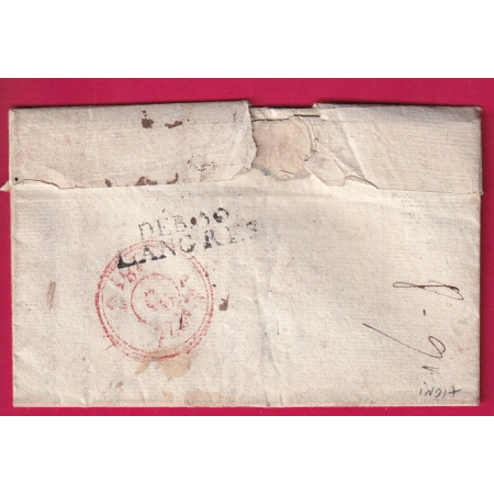 DEBOURSE 50 LANGRES HAUTE MARNE 1818 INDICE 17 DEPART MARQUE 20 CHATILLON COTE D'OR LETTRE