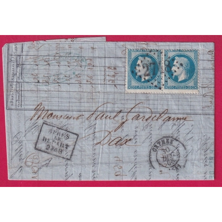 N°29 PAIRE GC 2748 ORTHEZ + APRES LE DEPART SPECIAL N°2748 POUR DAX LANDES BASSES PYRENEES LETTRE