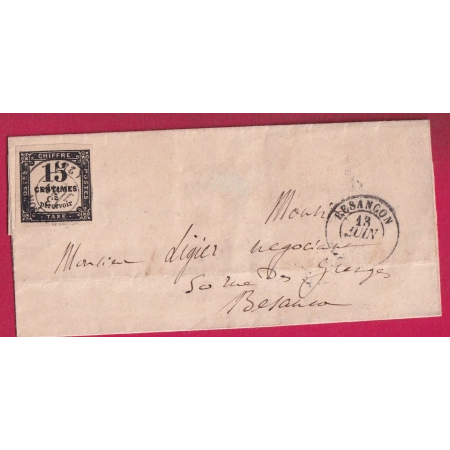 TAXE N°3 CAD TYPE 15 BESANCON DOUBS POUR BESANCON LETTRE