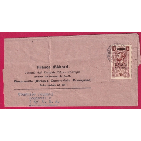 AEF BRAZAVILLE BANDE DE JOURNAL POUR LOUISVILLE KENTUCKY USA LETTRE