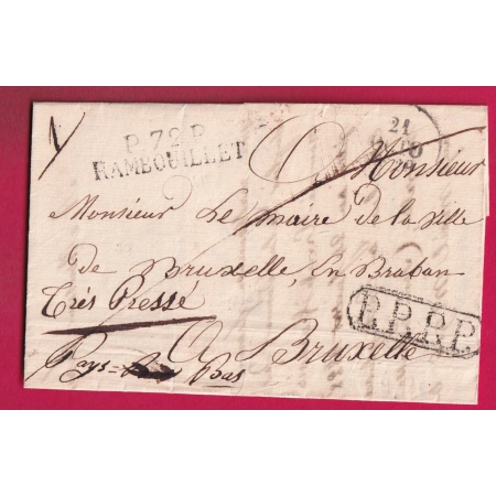 MARQUE P72P RAMBOUILLET SEINE ET OISE 1829 PPPP POUR BRUXELLES BELGIQUE LETTRE
