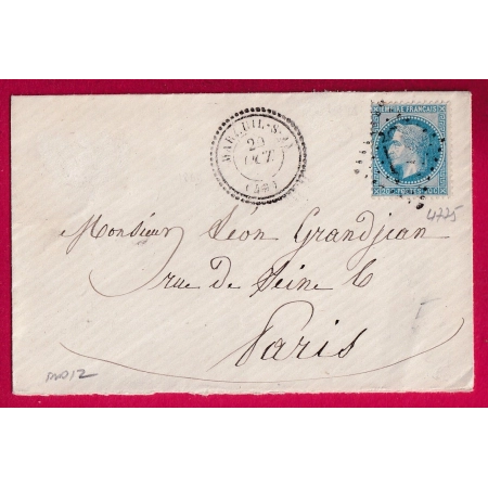 N°29 GC 4775 MAREUIL SUR AY MARNE CAD TYPE 22 POUR PARIS LETTRE