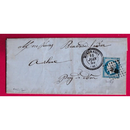 N°14 PC 2033 MONDRAGON VAUCLUSE CAD TYPE 22 POUR ARLANC PUY DE DOME INDICE 12 LETTRE