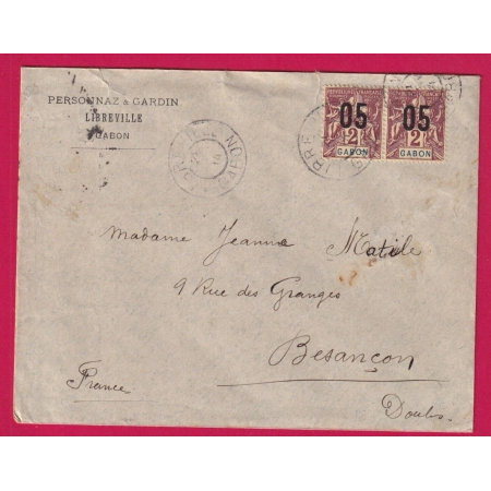 LIBREVILLE GABON 1914 POUR BESANCON DOUBS LETTRE
