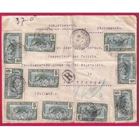 BRAZAVILLE PLAINE CONGO FRANCAIS LETTRE RECOMMANDE POUR AMSTERDAM PAYS BAS HOLLANDE 1911 LETTRE