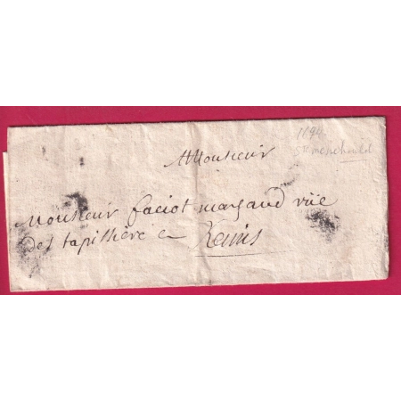 LETTRE DE 1694 STE MENEHOULD MARNE POUR RHIN LETTRE