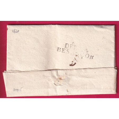 DEBOURSE DEB 24 BESANCON DOUBS 1820 INDICE 15 DEPART AMIENS SOMME REEXP DIJON COTE D'OR LETTRE