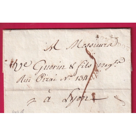 MARQUE 46 POMPIDOU LOZERE 1799 POUR LYON 30X7 INDICE 18 LETTRE