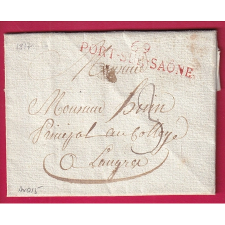 MARQUE 69 PORT SUR SAONE HAUTE SAONE 1817 INDICE 15 POUR LANGRES HAUTE MARNE LETTRE