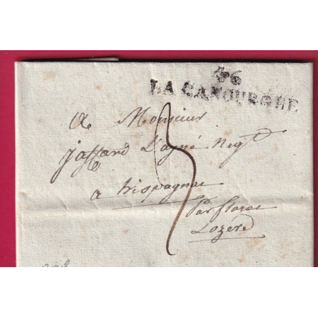 MARQUE 46 LA CANOURGUE LOZERE POUR HISAGNAC 1826 INDICE 18 LETTRE
