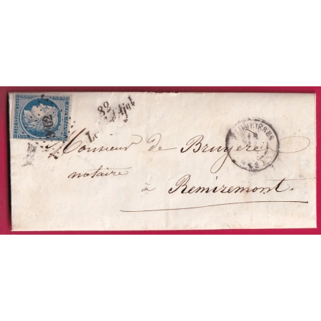 N°4 CURSIVE 82 LE VAL D'AJOL VOSGES PC 3462 T15 PLOMBIERES POUR REMIREMONT LETTRE