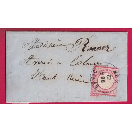 ALSACE LORRAINE EPFIG BAS RHIN 1872 POUR COLMAR LETTRE