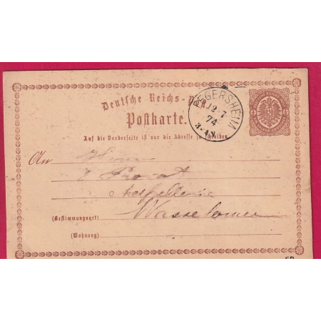 ALSACE LORRAINE FEGERSHEIM BAS RHIN 1874 POUR WASSELONNE LETTRE