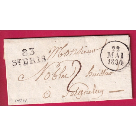 MARQUE 83 ST BRIS YONNE 1830 POUR SEIGNELAY INDICE 14 LETTRE