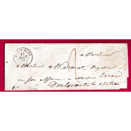CURSIVE 9 VILLE SUR TERRE AUBE T15 BAR SUR AUBE POUR DOULEVANT 1847 INDICE 14 LETTRE