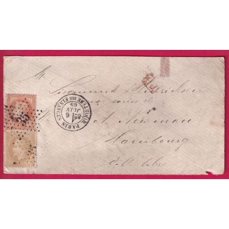 N°28 31 PARIS ETOILE 35 MINISTERE DES FINANCES POUR HAMBOURG HAMBURG ALLEMAGNE 1869 LETTRE