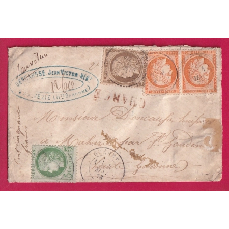 N°38 PAIRE  53 56 CAD GUERET CREUSE POUR ST GAUDENS HAUTE GARONNE LETTRE CHARGE TRICOLORE