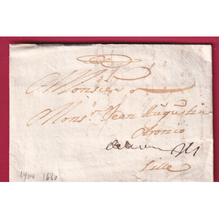 LETTRE DE LYON 1680 TEXTE EN ITALIEN POUR LILLE NORD LETTRE