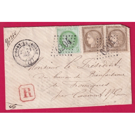 N°53 56 X2 GC 6204 RECOMMANDE LOCALE CAUMONT SUR GARONNE POUR CAUMONT SUR GARONNE RARE LETTRE
