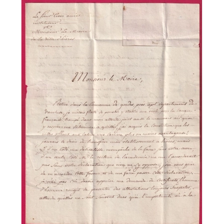 MARQUE P89P APT VAUCLUSE TEXTE DE GORCES 1823 POUR HYERES VAR INDICE 12 LETTRE